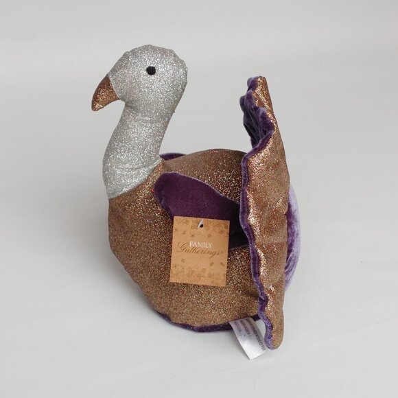 ADORABLE Thanksgiving Turkey Centerpiece Glitter Plush BNWT - Picture 7 of 8